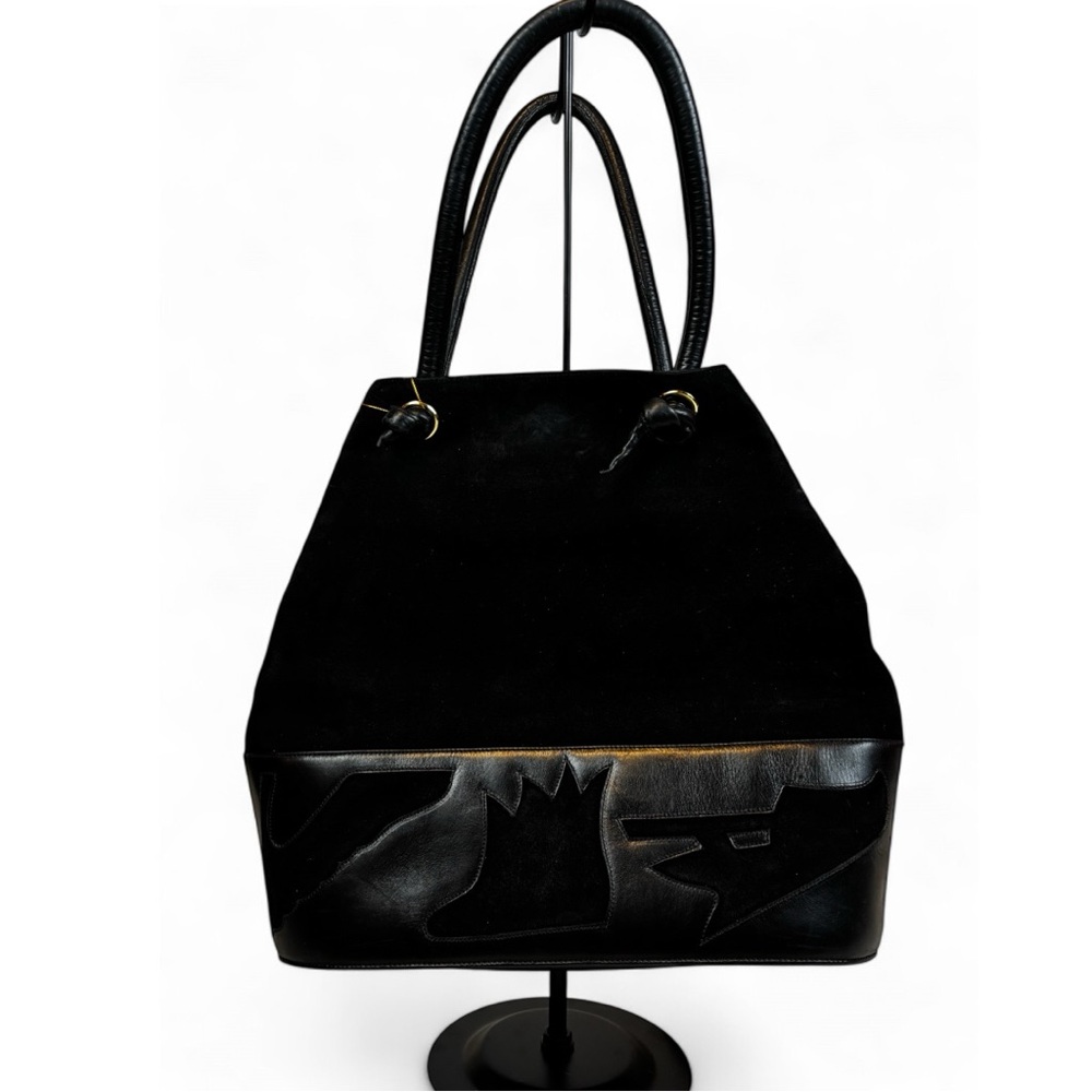 Salvatore Ferragamo EUC vintage suede & leather hobo shoulder bag unique design